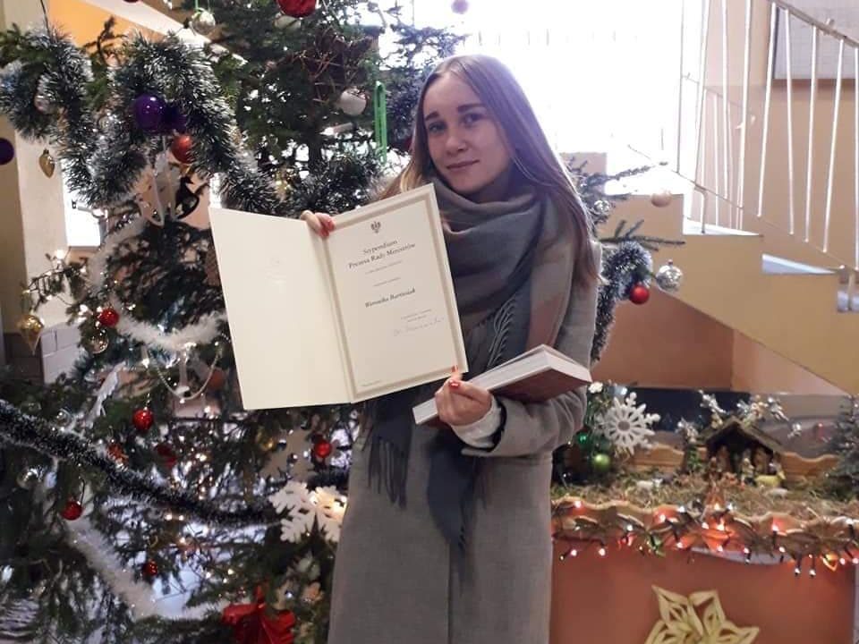 Weronika Bartusiak otrzymała stypendium Prezesa Rady Ministrów